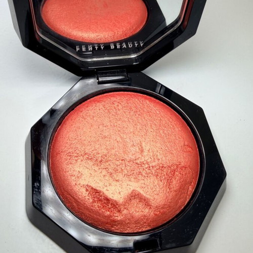 Fenty Beauty blush highlighter used, peach coral orange shimmer