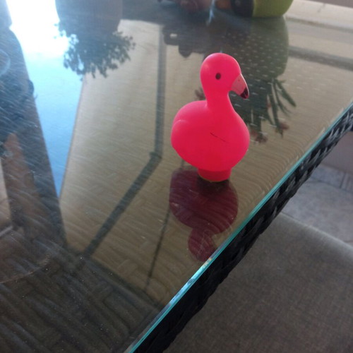Decorative plastic pink flamingo used
