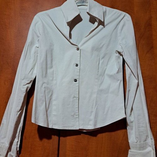 White shirt with silver metal buttons, size S like new