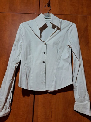 White shirt with silver metal buttons, size S like new