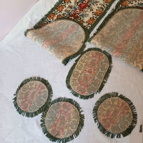 Set of 5 antique embroidery pieces used, high detail