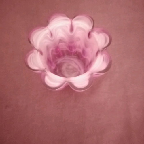 Walther glass candle holder lilac with white veins like new