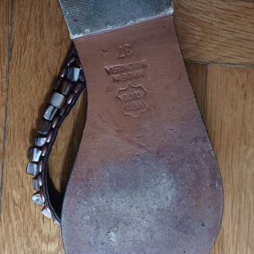 J. Bournazos leather women's flip flops used, brown size 37