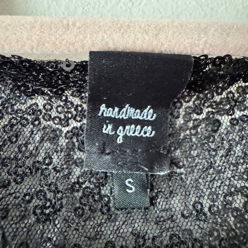 Black Sequin Top handmade in Greece, size S, like new