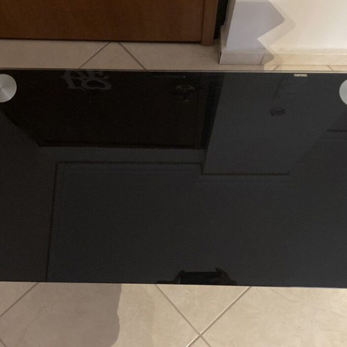 Corner TV Stand made of Black Tempered Glass & Stainless Steel