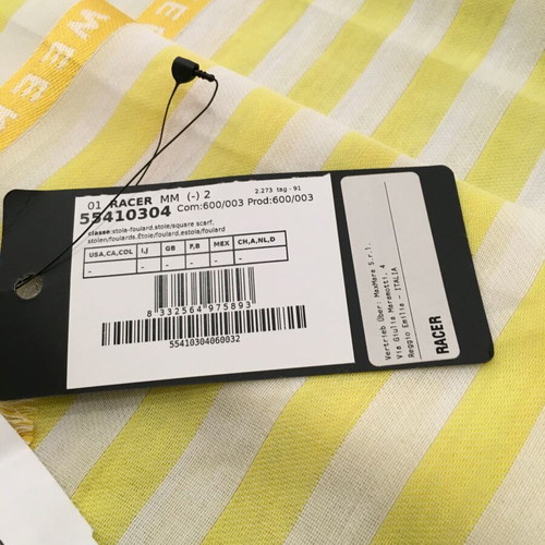 Weekend Max Mara Cotton/Linen Scarf New, White and Yellow