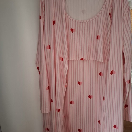 Maternity and nursing dress and robe set like new, XL, white and pink