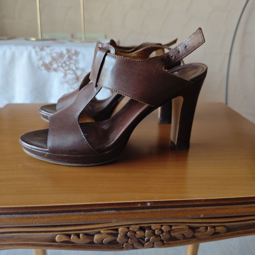 Anna F Leather Sandals Used, Brown, Size 36