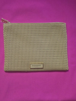 YSL small knitted cosmetic case new, beige