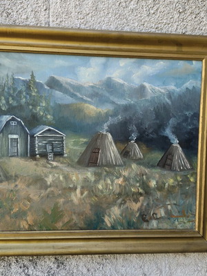 Vintage Scandinavian Art Large Signed Oil Painting on Fiberboard like new