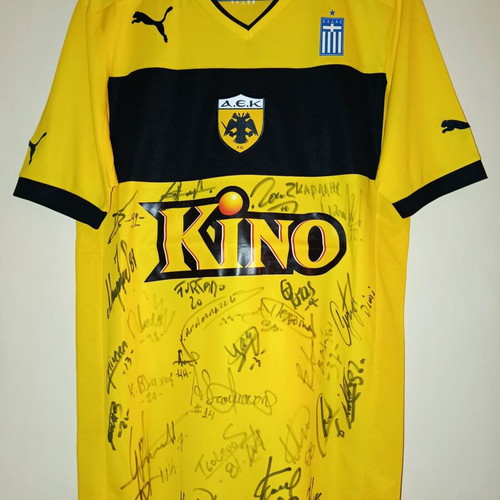 AEK Puma 2012-2013 jersey new with player autographs