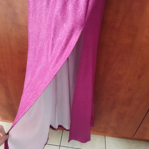 Maxi evening dress fuchsia with glitter and slit L&S like new