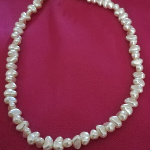 Necklace with imitation pearls handmade, length 40 cm
