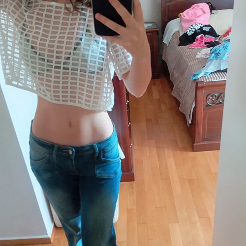 See-through top with bikini set