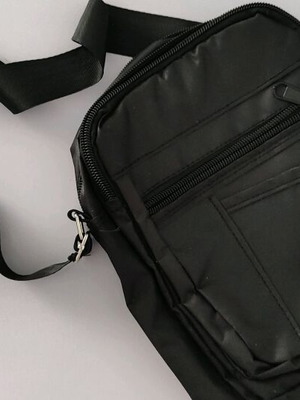 Men's black shoulder bag unused with multiple pockets