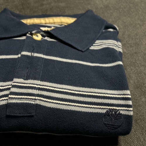 Timberland men's striped short-sleeve polo blue navy like new