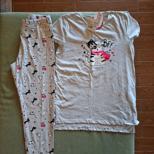 Children's pajamas set with cats Lc Waikiki new, grey-pink