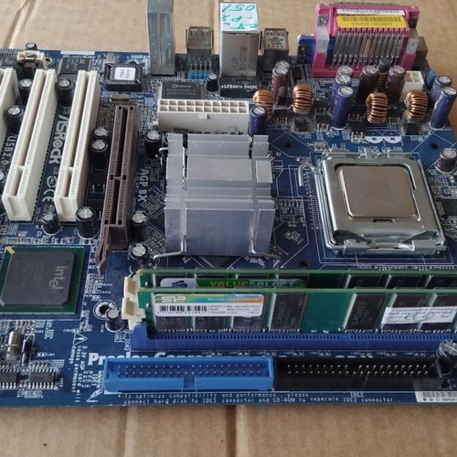 ASRock 775i65G motherboard with Intel Core2Duo E4500 CPU, fan and 2GB RAM like new