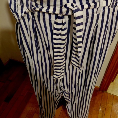 Mayoral striped paperbag pants with fabric belt