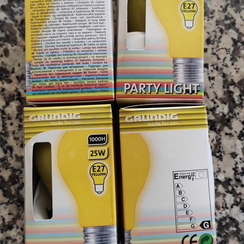 Yellow incandescent bulb 25W E27 Grundig new
