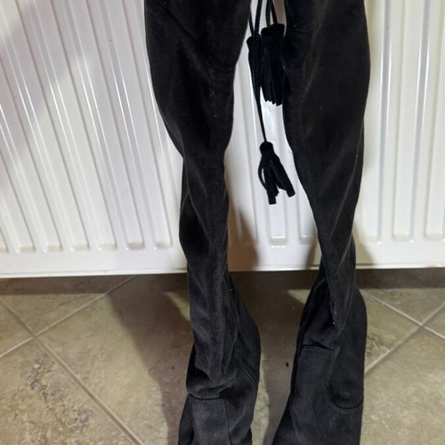 Women's suede leather boot size 39 black used Made in Italy