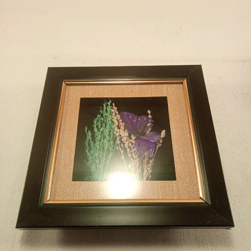 Decorative frame used 16.5x16.5cm with dried plants and butterfly