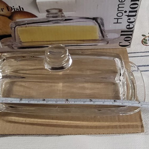 Glass butter dish new in box