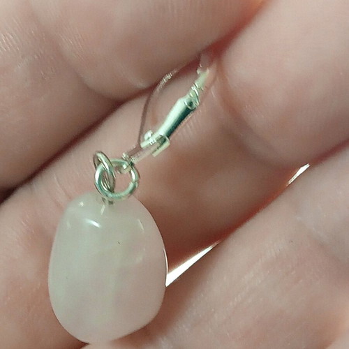 Silver 925 earrings with rose quartz semi-precious stones made to order