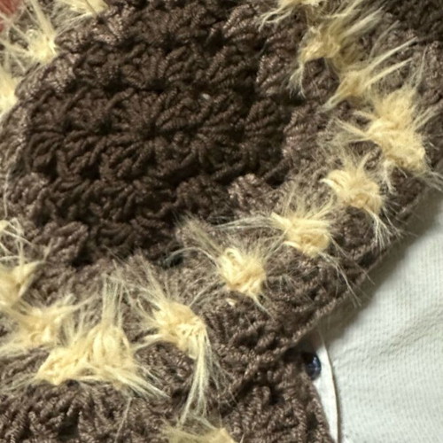 Handmade knitted scarf brown made to order with furry yarn