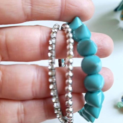 Earrings with bracelets like new, blue and green