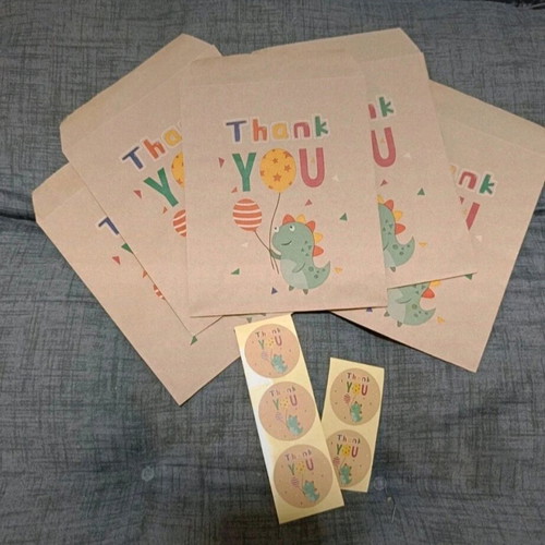 Thank You Paper Envelopes new, pack of 5 with stickers