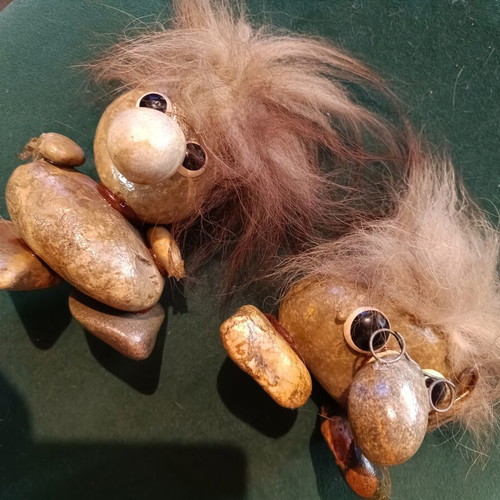 Decorative gnome figures handmade with pebbles, like new