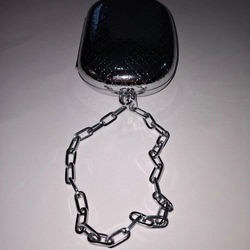 Paco Rabanne Silver Metal Clutch Bag new with chain strap