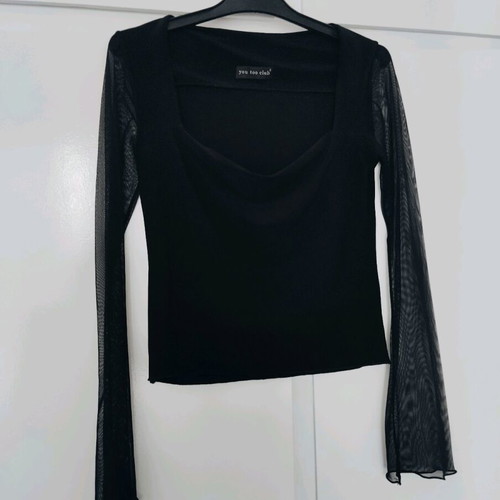 Women's blouse with transparent sleeves size small like new, black