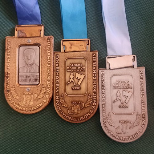Collectible Full Set of 3 Athens Authentic Marathon Medals 2015, like new