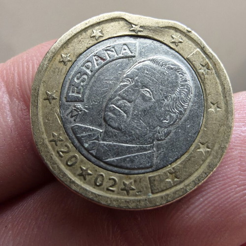 1 Euro coin used, rare collector's item 2002 with mint defects