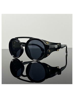 Γυαλιά ηλίου Bormain Roma νέα, μαύρα, με δέρμα, προστασία UV400