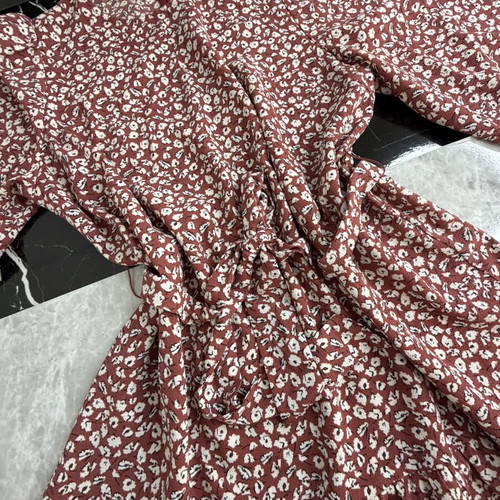 ONLY floral knee-length dress, EU size 44, burgundy red