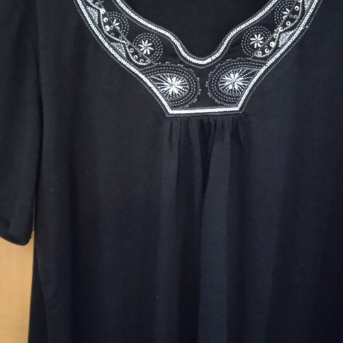 Women's blouse used, black, embroidered with beads and sequins, size XL