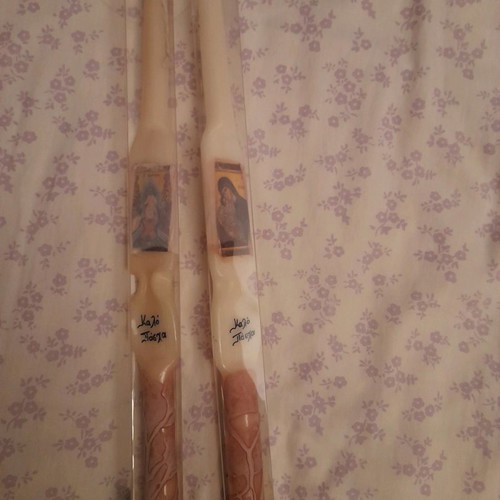 Easter Resurrection candles new, pack of 2 with embossed images
