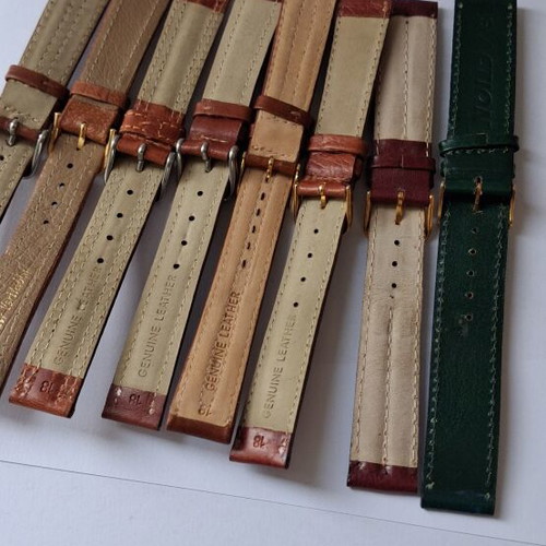 Luxury leather watch straps set of 8, like new, 18 mm and 20 mm