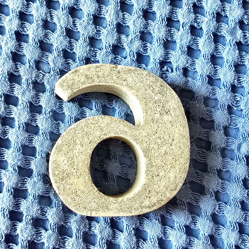 Handmade concrete number 6