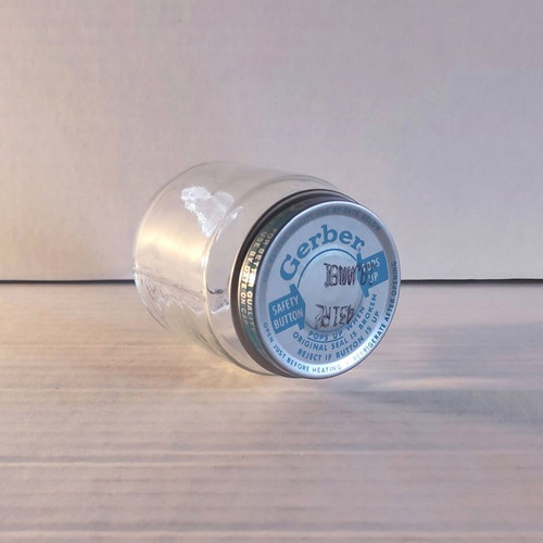 Gerber glass jar used, vintage baby food packaging