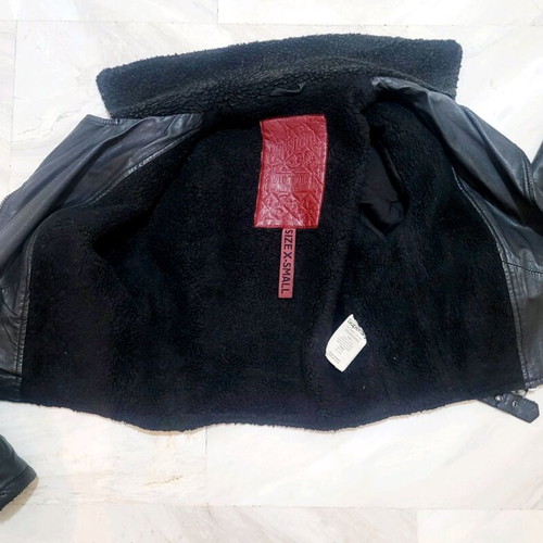Superdry cropped leather biker jacket like new, black