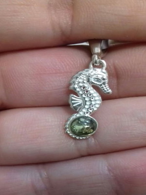 Silver seahorse pendant new with 925° amber