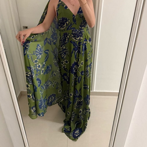 Trilogy Cape Dress new with detachable cape, colorful, size S