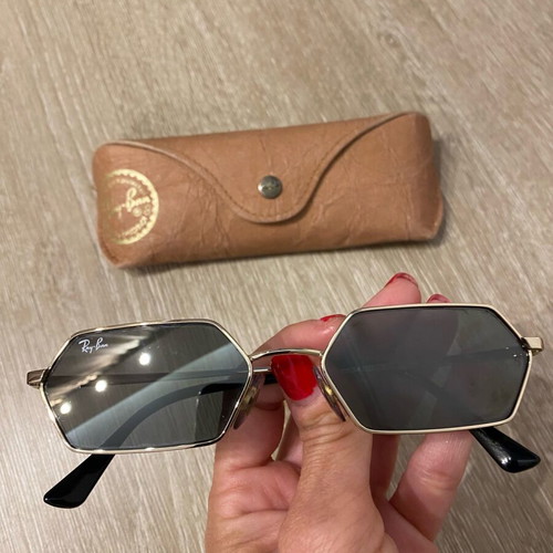 Ray Ban sunglasses like new, gold with unique shape