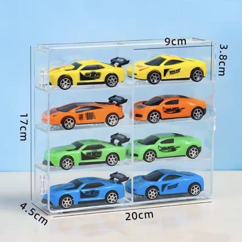 Clear Display Shelf 1:64 Transparent Collection Box for Die Cast Cars 8 Slots New