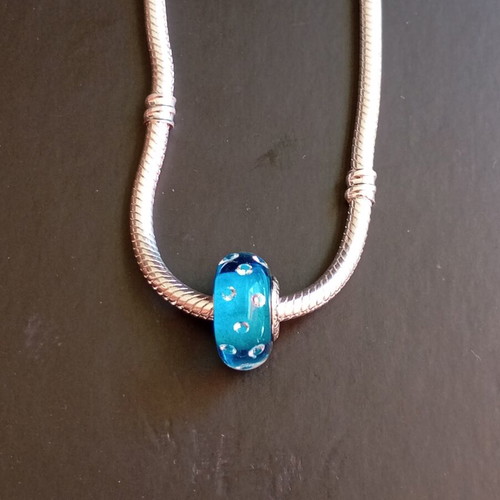 Blue Murano Pandora charm like new, silver