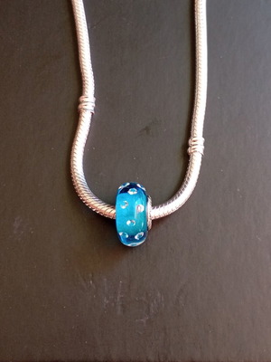 Blue Murano Pandora charm like new, silver